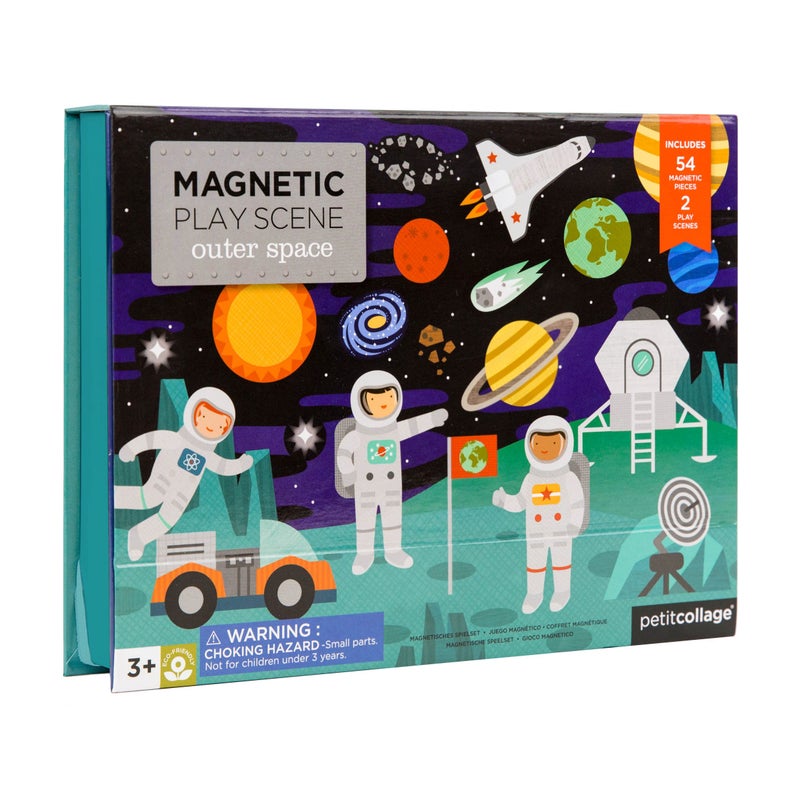 Petit Collage Outer Space Play Scene Mix and Match Magnetic Pieces, Ages 3+, 2 Scenes and 54 Pieces - Image 1